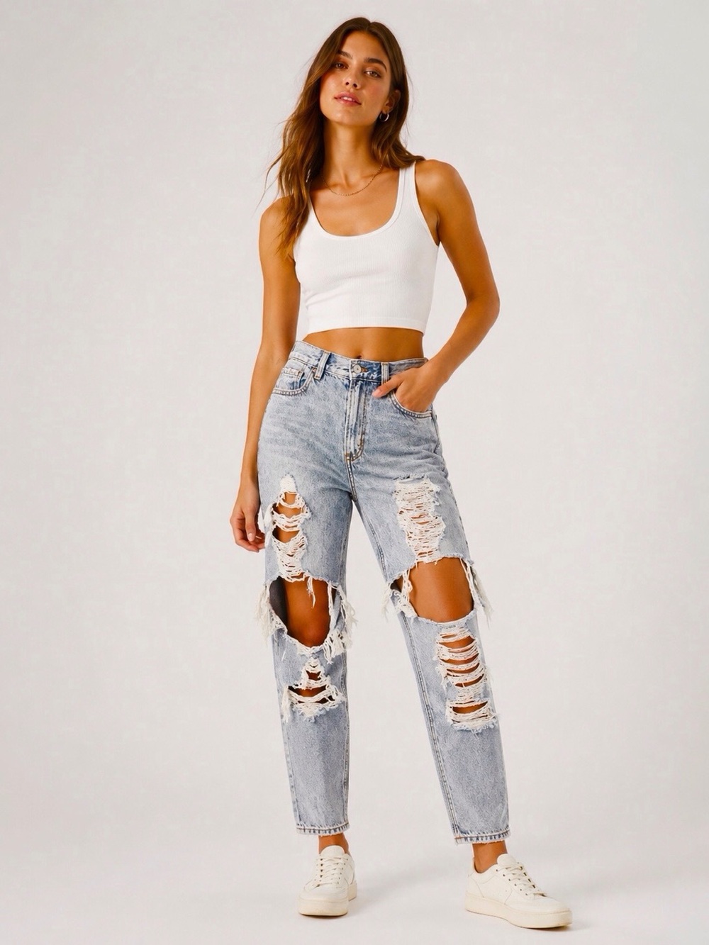 American Eagle 4 Mom Jeans Distressed Blown Out 2020 Women’s High Rise